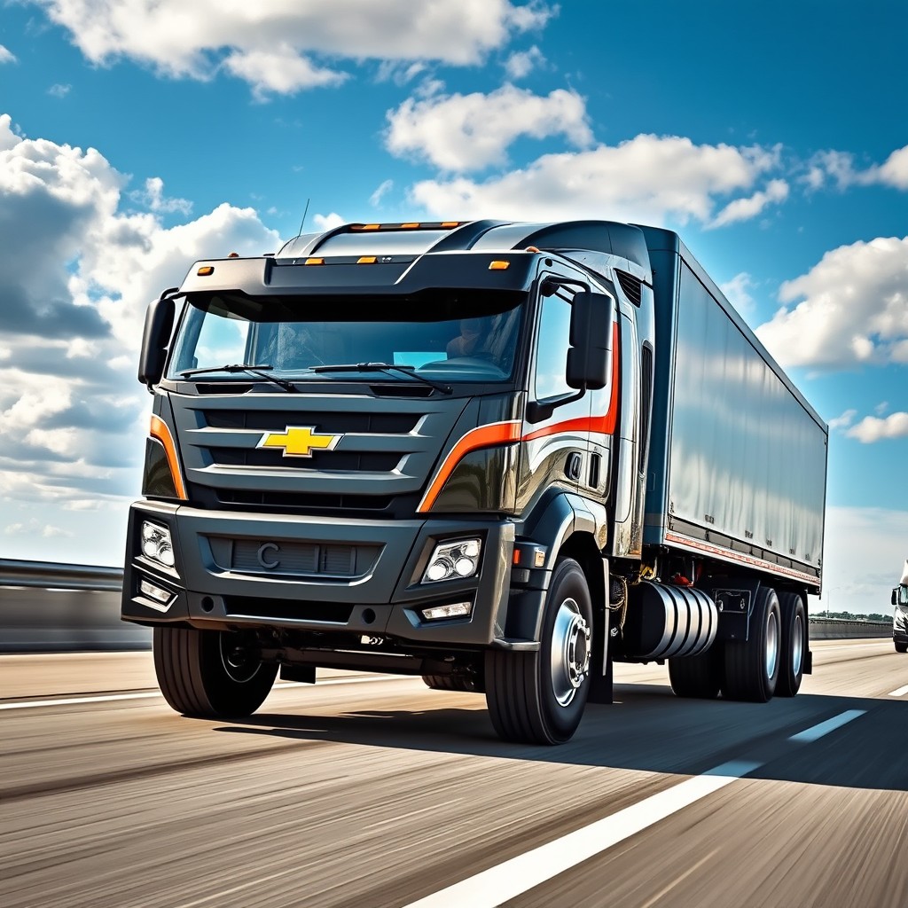 A powerful Chevrolet truck using advanced engineering and design, positioned to compete with leading brands like Scania, Man, Daf, and Mercedes-Benz