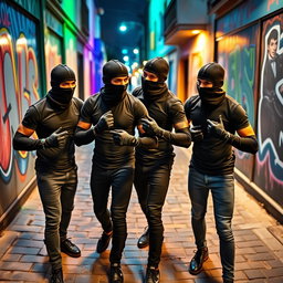 A group of young men dressed in stylish, fitted t-shirts that highlight their athletic builds