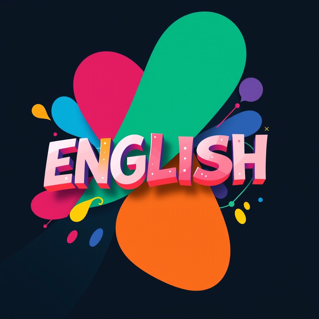 A visually striking representation of the word 'ENGLISH' written in a bold, artistic font that is creatively designed, with colorful and dynamic elements that reflect the essence of language and communication