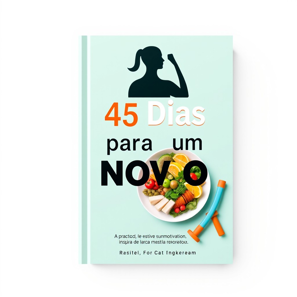 A modern and motivational ebook cover featuring the title prominently displayed: "45 Dias para um Novo Corpo"