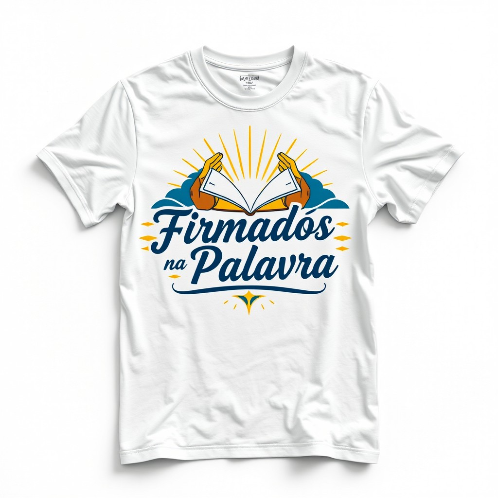 A beautifully designed t-shirt featuring the theme 'Firmados na Palavra'