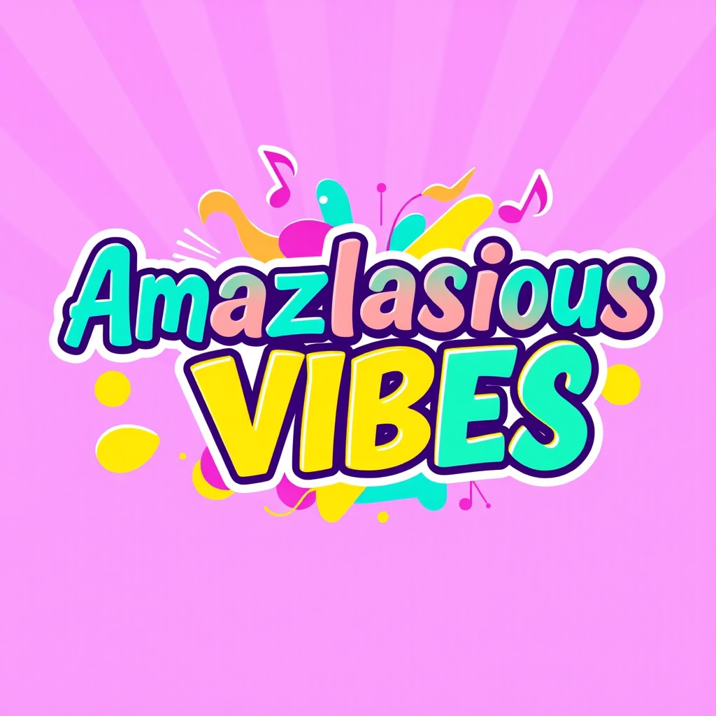 Design a striking YouTube channel logo for 'Amazlasious Vibes' that features bold, playful typography