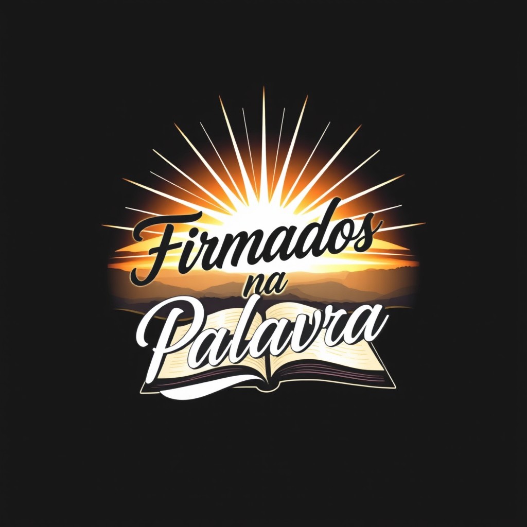 A stylish and modern t-shirt design with the theme "Firmados na Palavra" featuring biblical elements