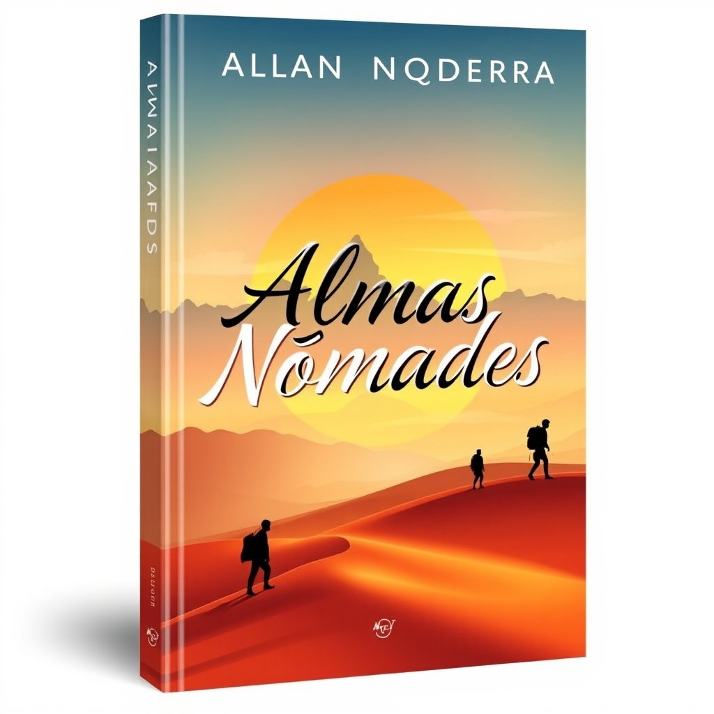 A striking and modern book cover design for a travel-themed book titled "Almas Nômades"