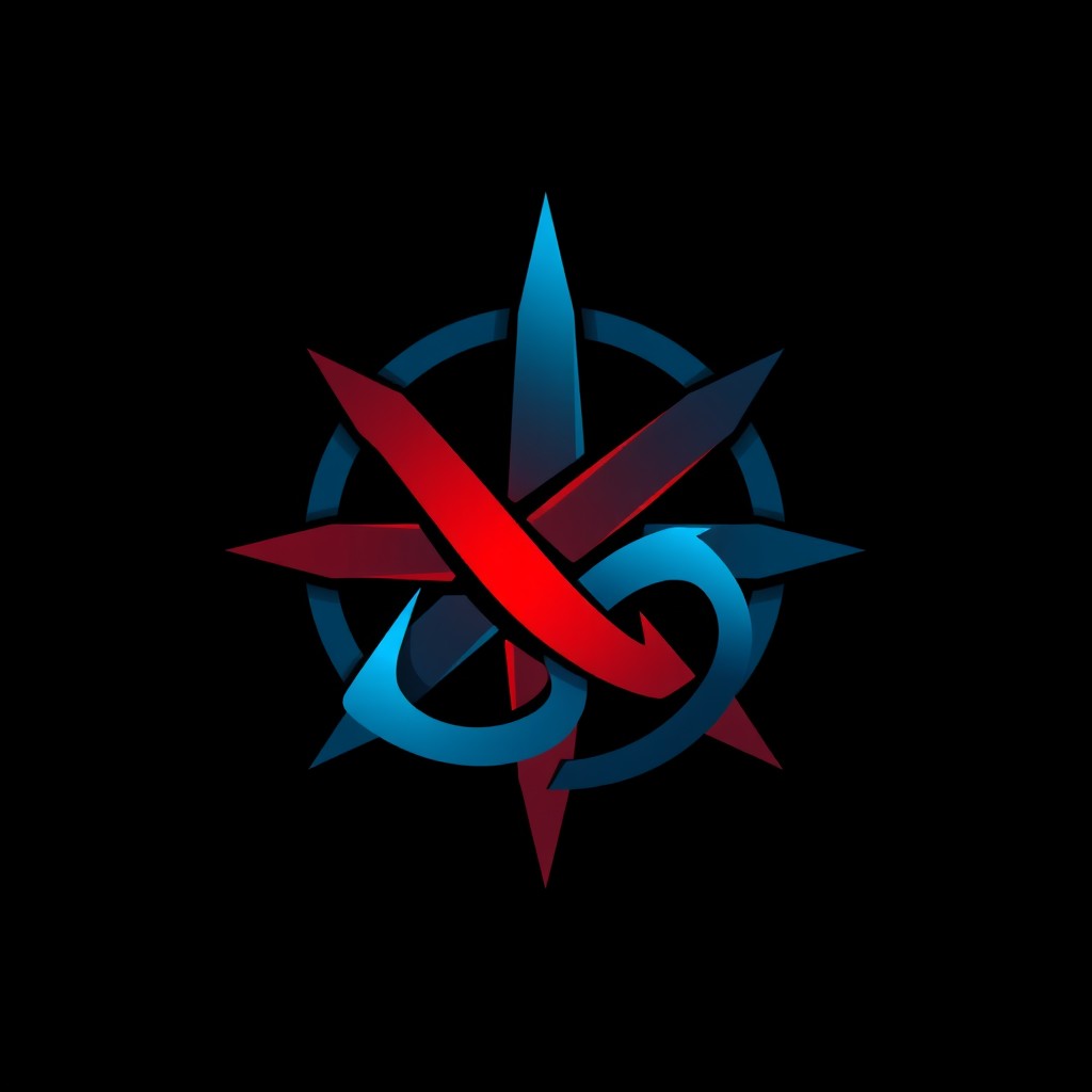 A striking symbol representing kidnapping, featuring a red and blue color scheme on a deep black background