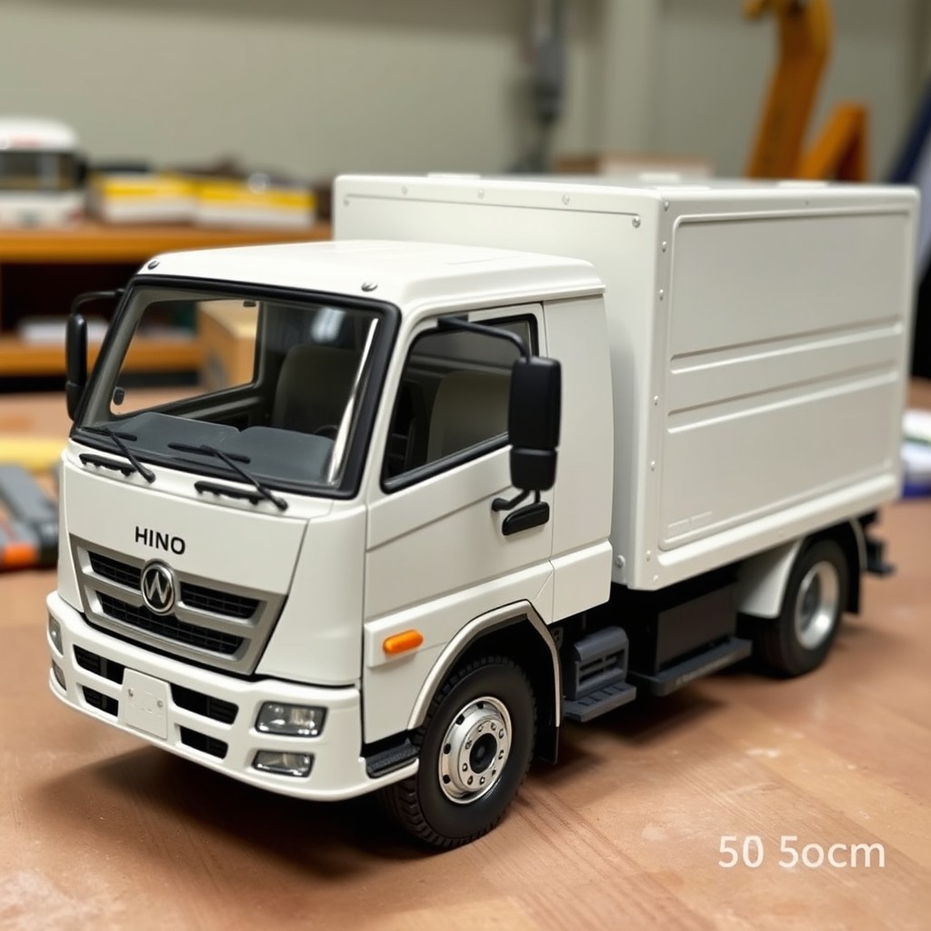 A highly detailed miniature model of a Hino 500 truck, measuring 50 cm in length