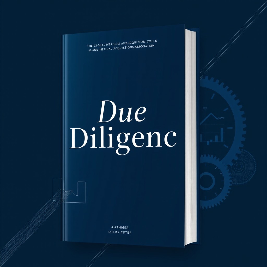 A sophisticated book cover design for the title 'Due Diligence' by the Global Mergers & Acquisitions Association