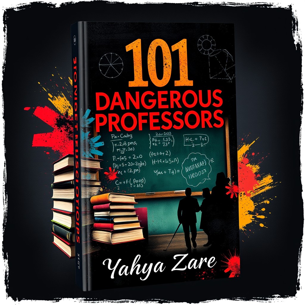 A visually captivating book cover for '101 Dangerous Professors' by Yahya Zare