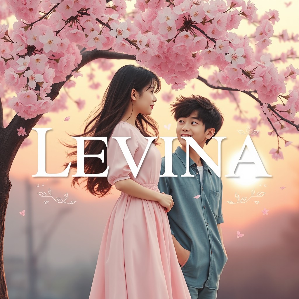 A heartfelt cover for a romantic story titled "LEVINA" that revolves around the fate of high school love
