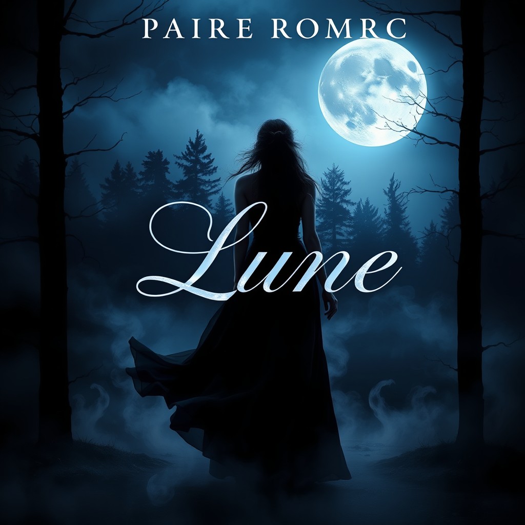 A mysterious dark romance book cover titled 'Lune'