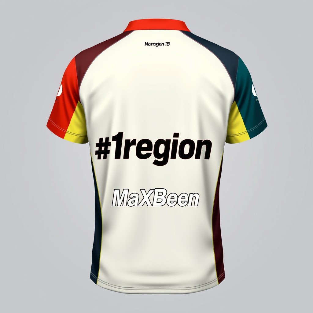 A sleek and modern sports jersey featuring the team name '#1region' boldly printed on the front