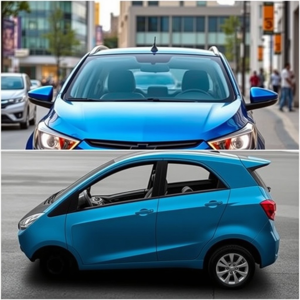 A modern and stylish Chevrolet Celta designed to compete with the Honda Fit