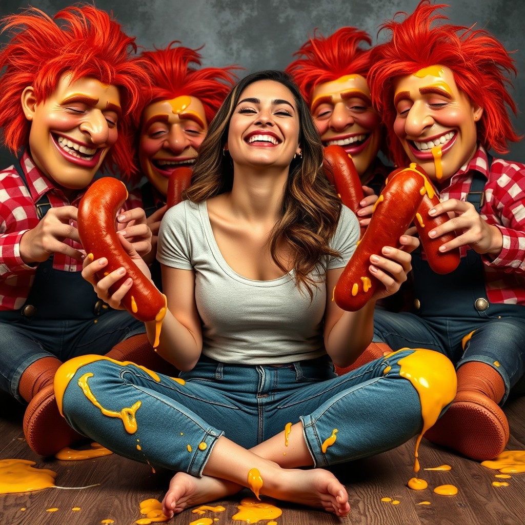 A beautiful Latina woman, 18 years old, sitting cross-legged and smiling with her eyes closed, radiating joy and confidence