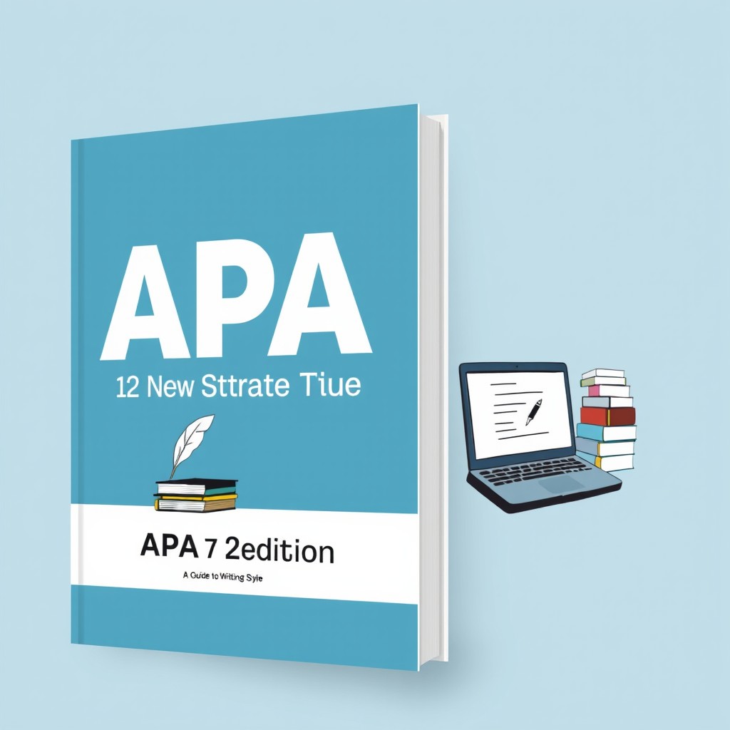 A creative interpretation of an imaginary book cover for the "APA 7th Edition Manual for 2025" written by Leo Alex