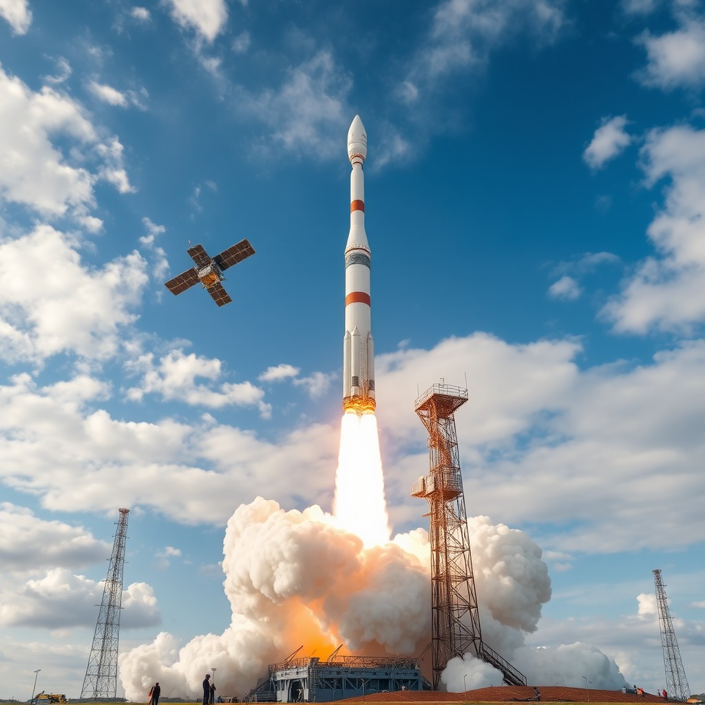 Ignite the Skies: Rocket Launch & Satellite Deployment