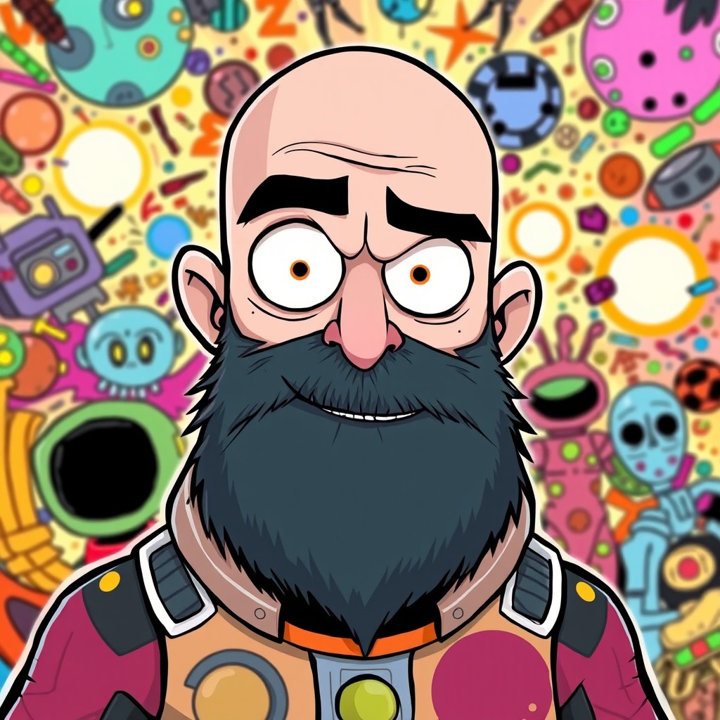 Bald Bearded Man in Invader Zim Style