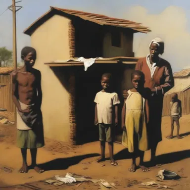 The painting depicted the harsh reality of poverty through the symbolism of families struggling to pay rack rent.