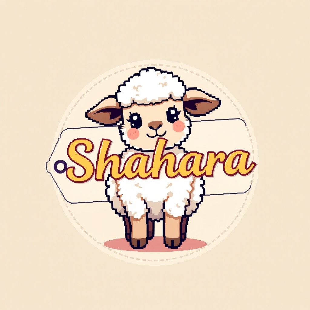 A pixel art style image of a cute little sheep (borreguito) enclosed within a tag