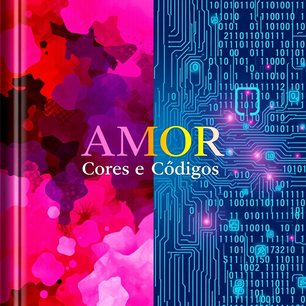 A captivating book cover titled 'Amor em Cores e Códigos'