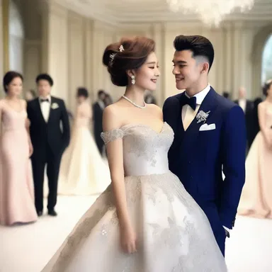 She smiled warmly at him, emotionally attached to the beautiful fashion collection.