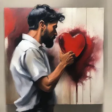 The artist poured his heart and soul into the painting, creating a truly emotionally captivating piece of art.