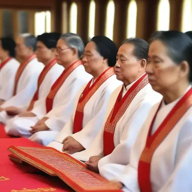 During the religious ceremony, the participants sang hymns and prayed emotionally, expressing their deep devotion.
