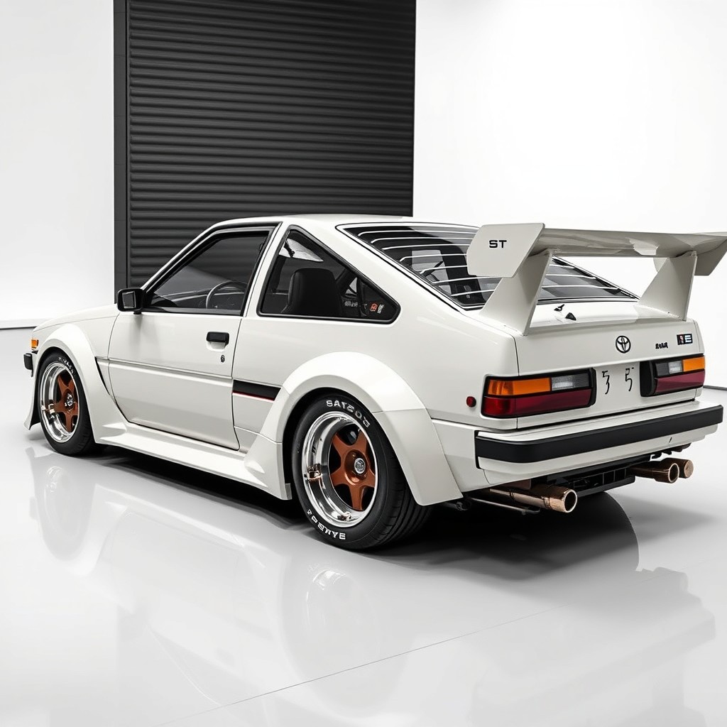 A stunning rendition of a Toyota Sprinter Trueno AE86, showcased as a movement sculpture rather than just a car