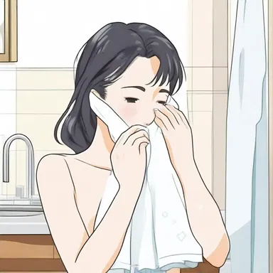 In the novel, the protagonist grabbed a hand towel from the bathroom to wipe away her tears.
