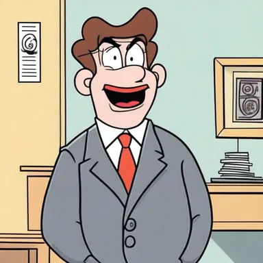 The character in the cartoon show is portrayed as a negativist, constantly pessimistic and never putting forth any positive suggestions.