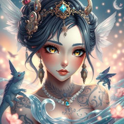 An artistic representation of an anime girl, focusing on her captivating expression and enchanting features