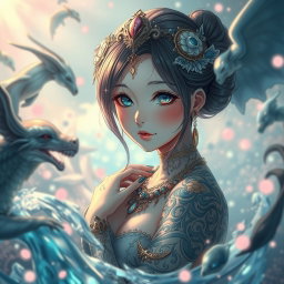 An artistic representation of an anime girl, focusing on her captivating expression and enchanting features