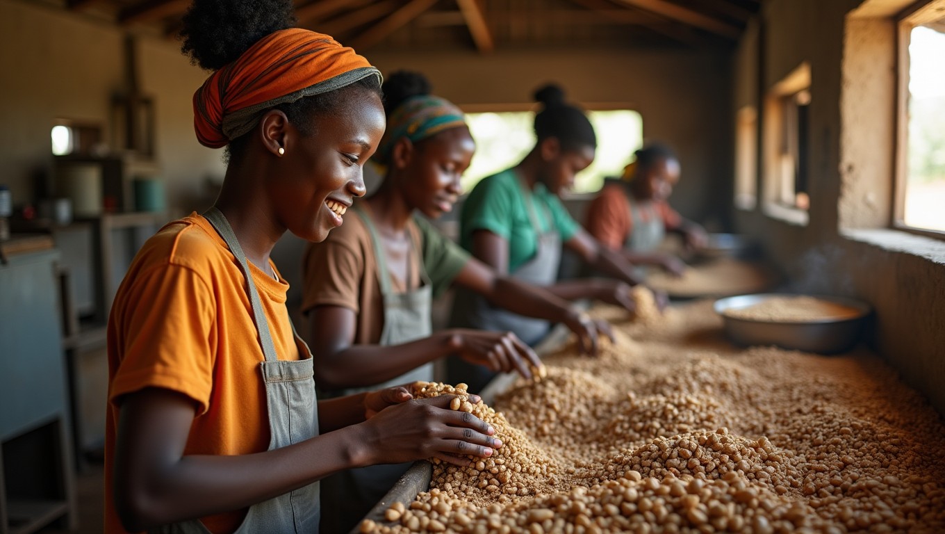 Transforming Raw Materials: A Heartwarming Agro-Processing Scene