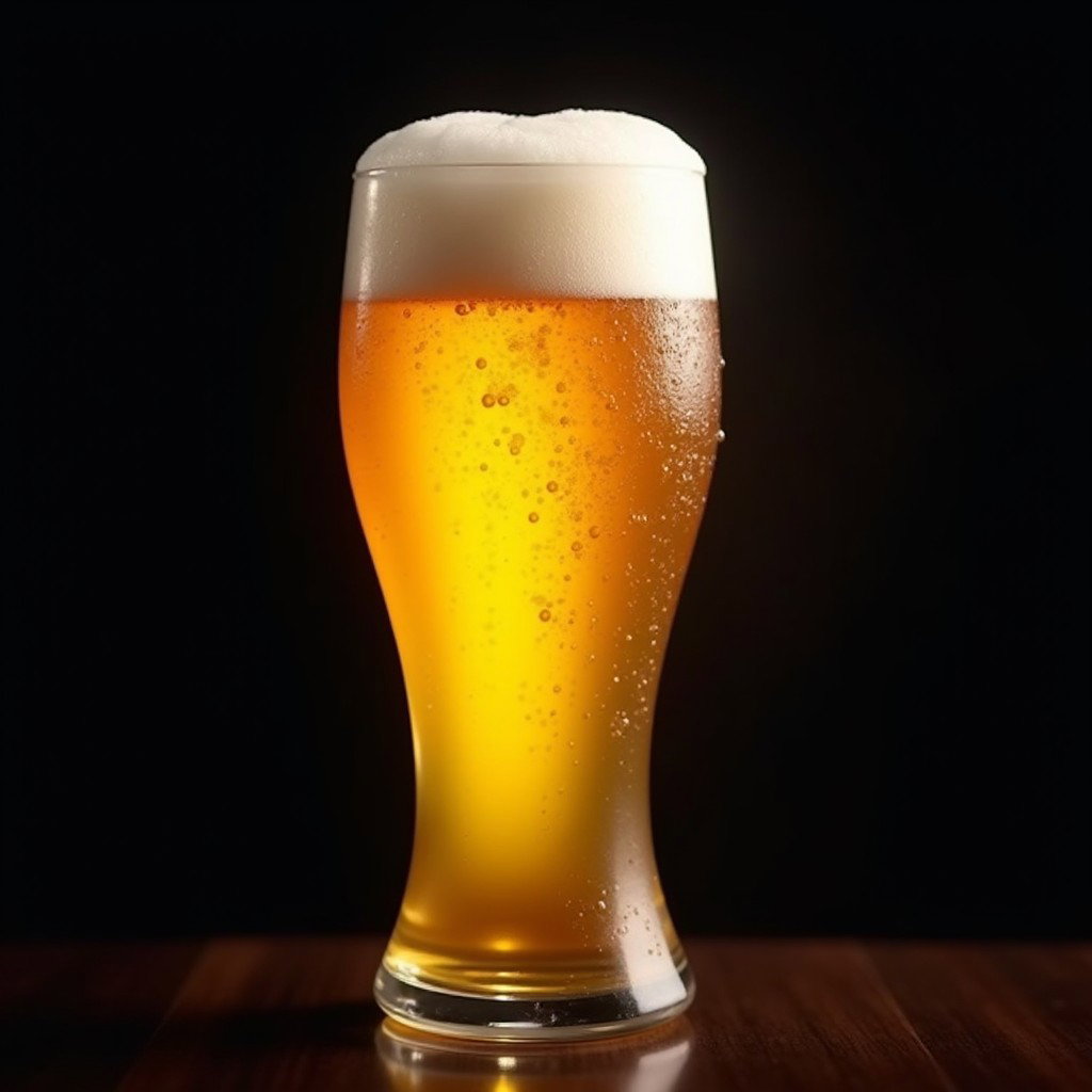 A visually striking digital image of a frothy glass of draft beer, showcasing a rich golden color with a creamy white head overflowing at the top