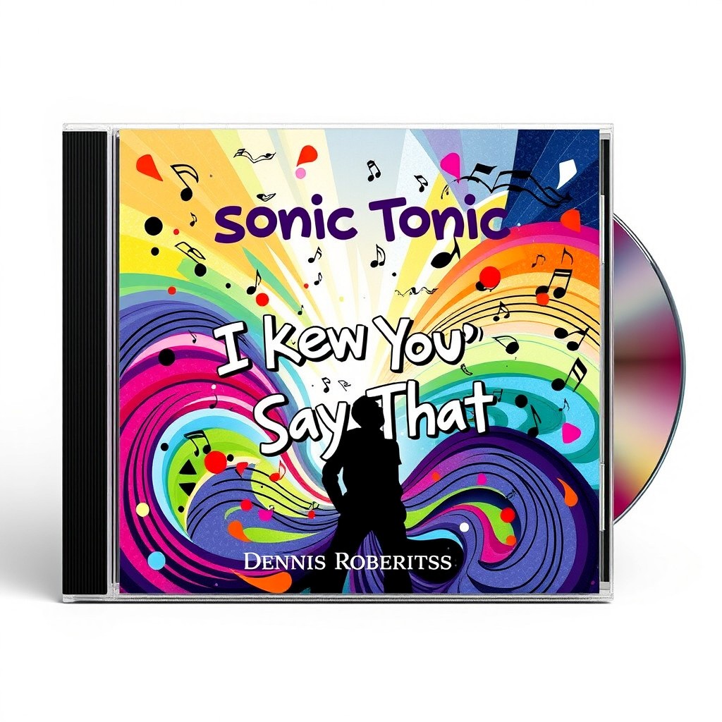 A vibrant and imaginative album cover design for a CD titled "I Knew You'd Say That" by the band Sonic Tonic