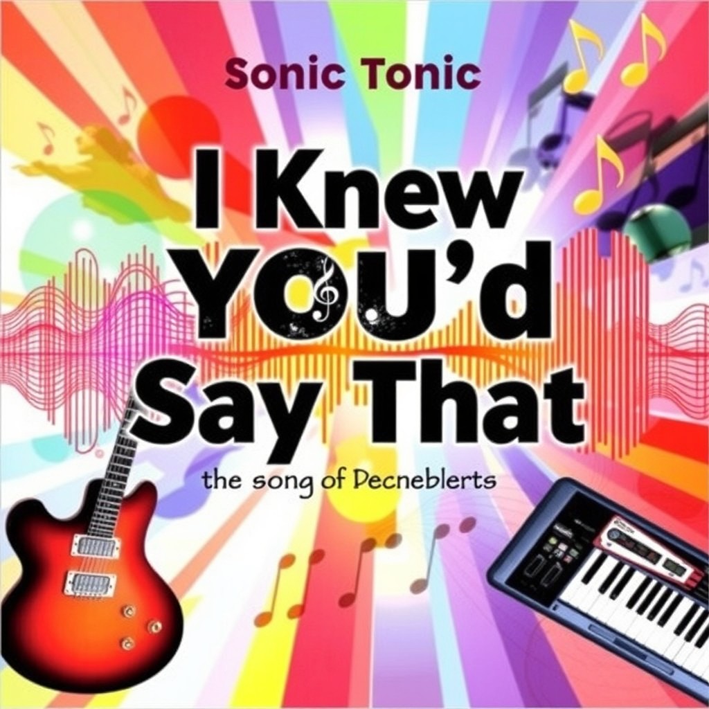 An album cover for a CD titled "I Knew You'd Say That" by Sonic Tonic, showcasing a vibrant and dynamic design
