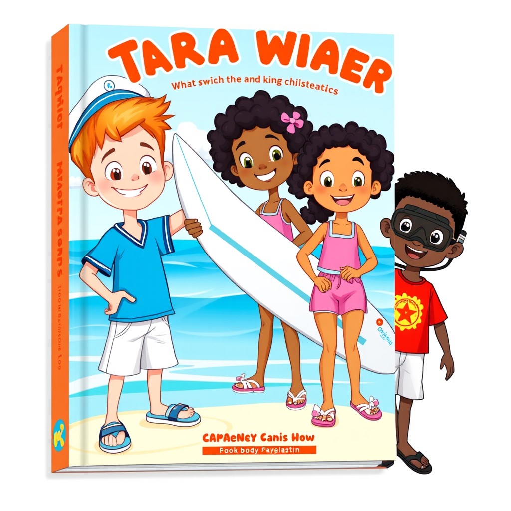 A vibrant and playful cartoon book cover featuring three characters
