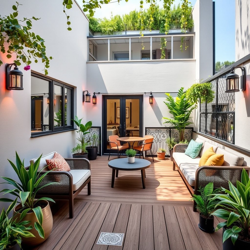 A warm and inviting office patio measuring 2
