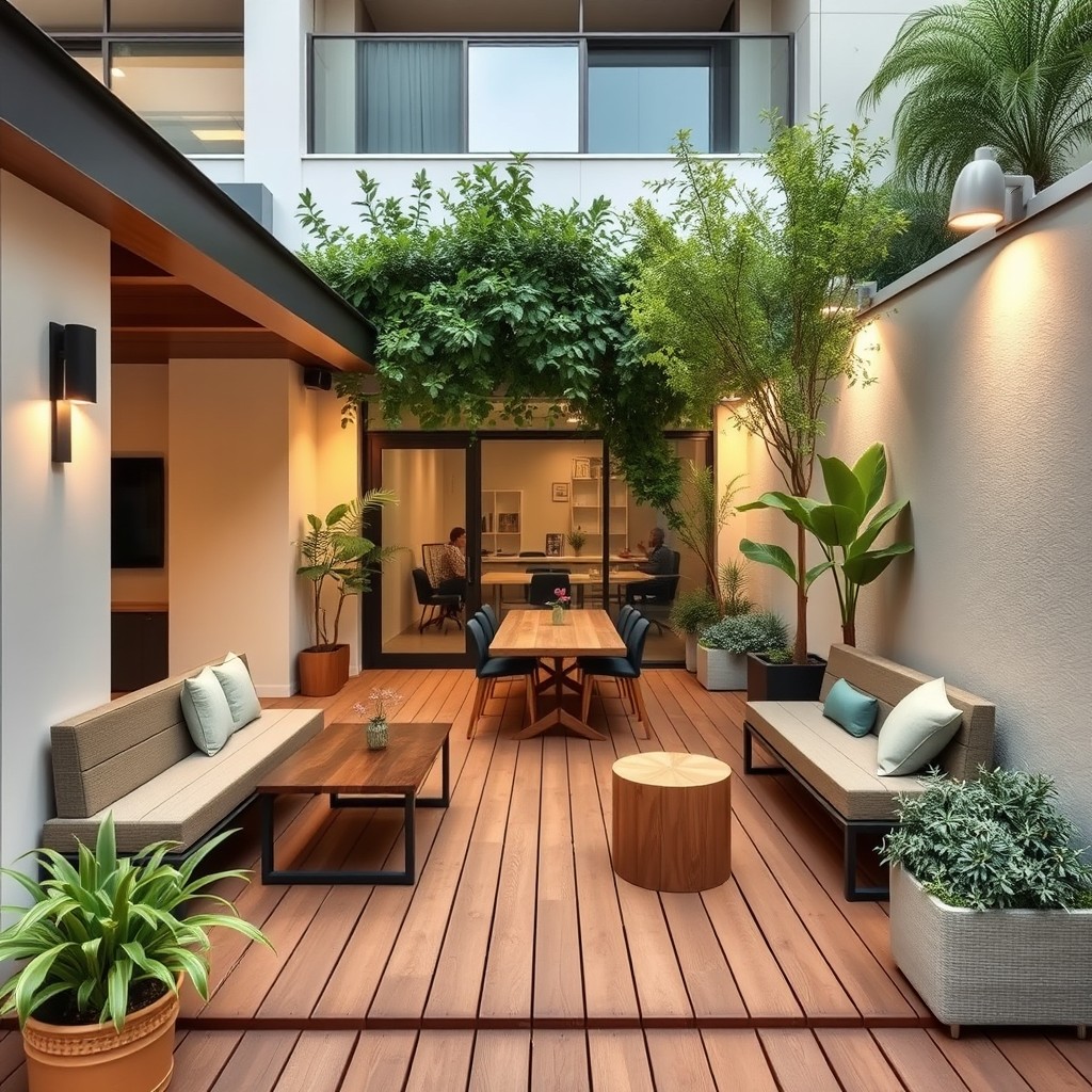 A functional and inviting office patio measuring 2