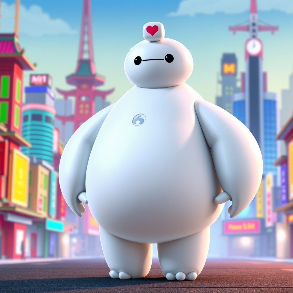 An animated portrayal of Baymax, the beloved nurse robot from Disney's Big Hero 6