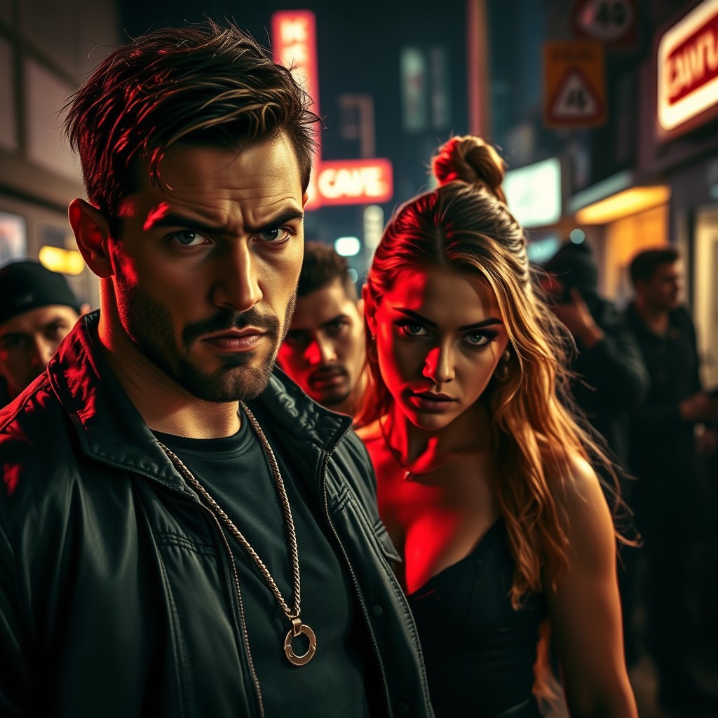 A dramatic scene from a film showcasing themes of action, love, and gang life