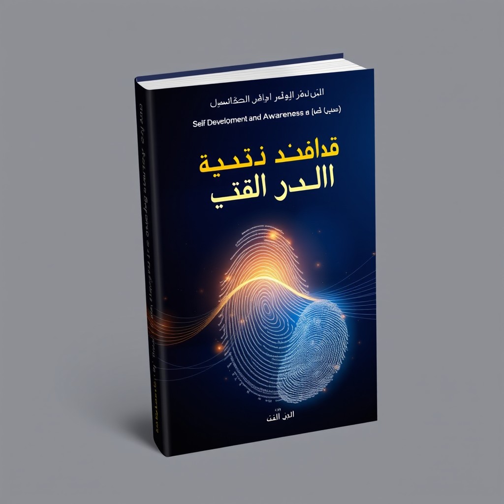 A professional book cover for a self-development and awareness book titled "بصمتك بين السطور: رحلة تبدأ بسؤال" by عبير