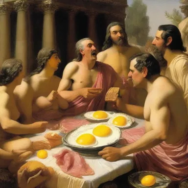 According to an ancient myth, the gods enjoyed feasting on ham and eggs during their grand celebrations.