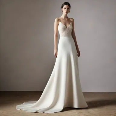 The designer counterpoised the structured silhouette of the dress with delicate, flowing fabric.