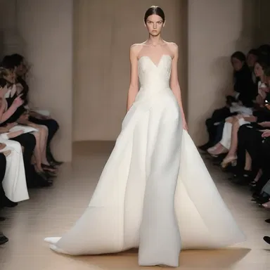 The designer counterpoised the structured silhouette of the dress with delicate, flowing fabric.