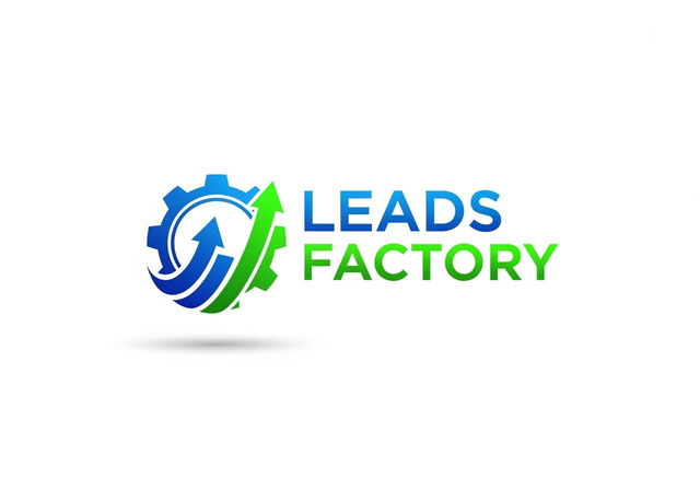 A professional and clean logo design for a business named 'Leads Factory'