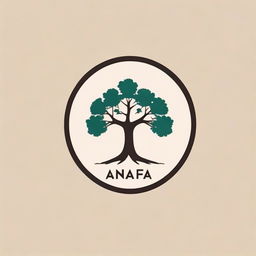 Create a simple and feminine logo for 'Nara Collectives', a visual and UX design studio. The logo should feature a grove of trees in a circle arrangement. The center tree should bear the shape of the letters 'NC', symbolizing collective strength and balance, and invoking feelings of abundance.