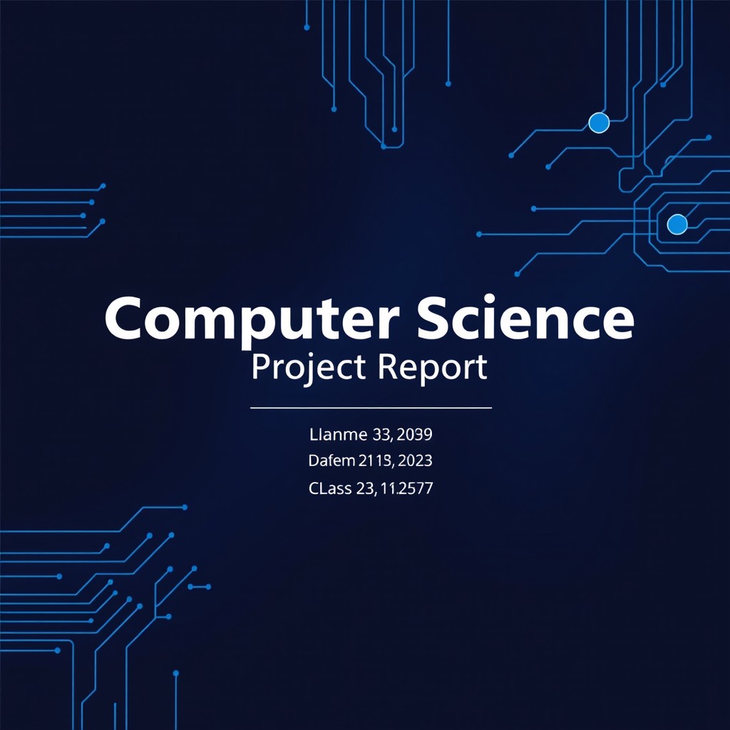 A professionally designed cover page for a computer science project file