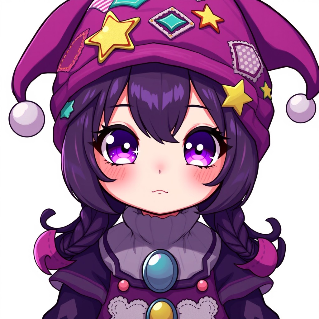 A unique version of Kuromi, a mischievous and cute character, featuring bright, large expressive eyes that are sparkling with mischief