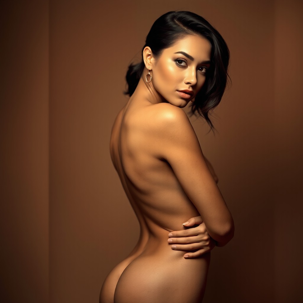 A slender Latina woman in an elegant pose, emphasizing her graceful figure and poise