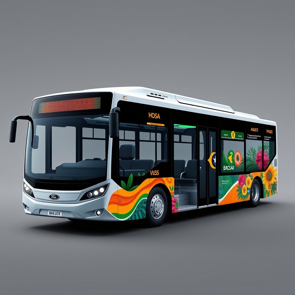 A contemporary design for a bus that aligns with the current transportation concept in Brazil